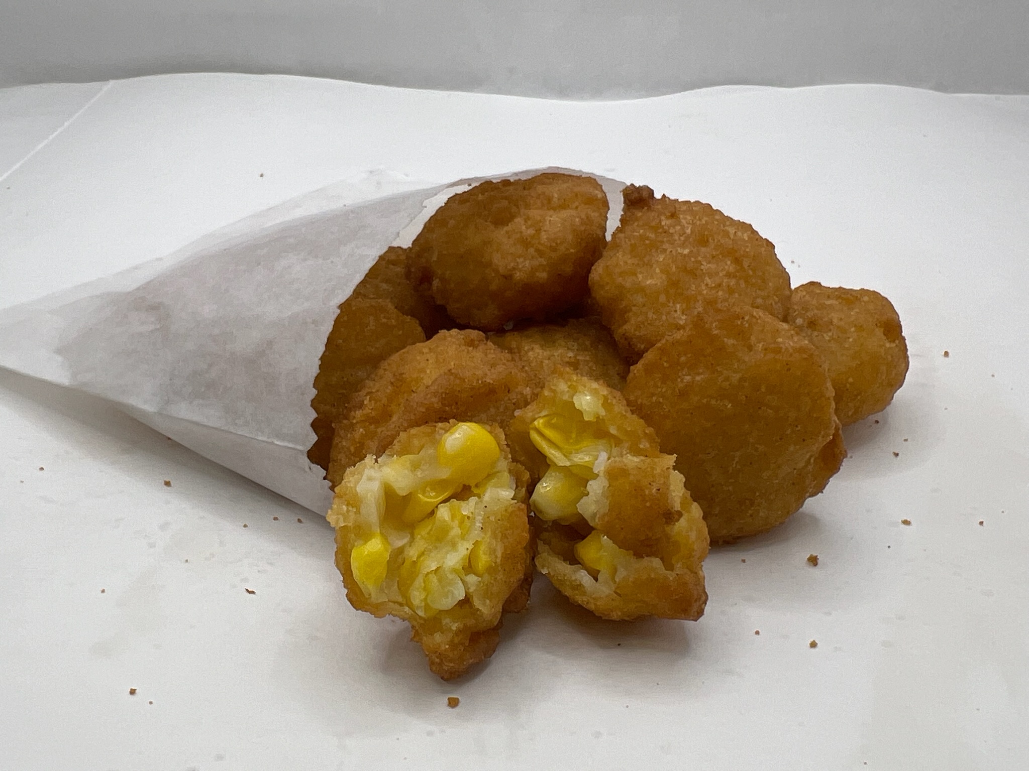 Pirate's Cove corn nuggets split open