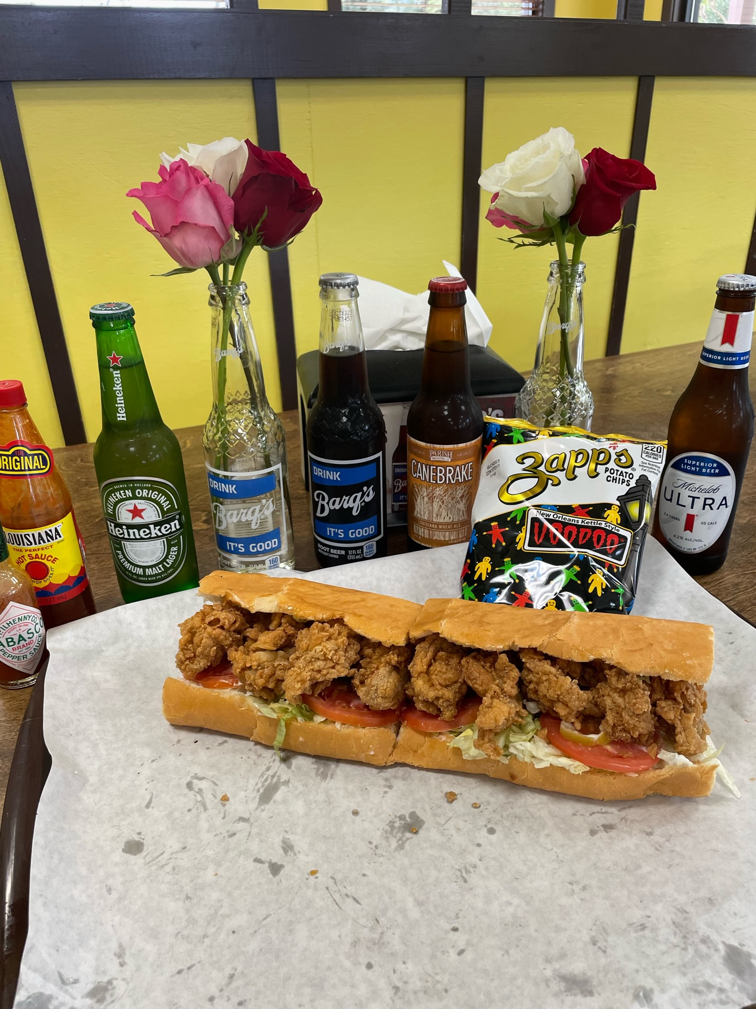 Signature fried oyster po-boy at Pirate's Cove